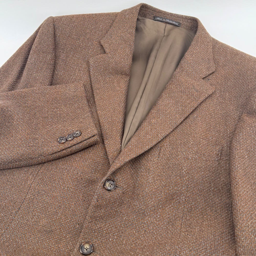Ermenegildo Zegna Blazer Mens 42R Brown Tweed Cashmere Silk Wool Blend 3-Button
